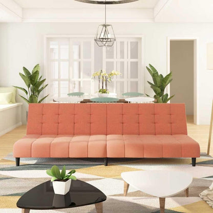 Klappbares Schlafsofa Rosa Samt – 2-Sitzer Couch mit Bettfunktion