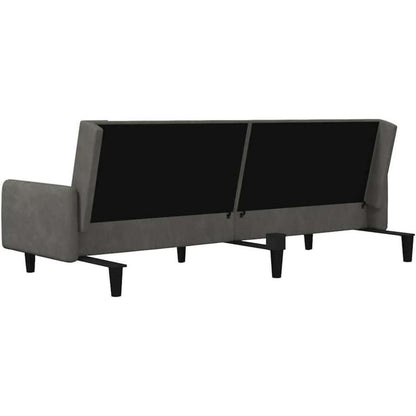 Schlafsessel Dunkelgrau Samt – 2-Sitzer Klappsofa mit Bettfunktion