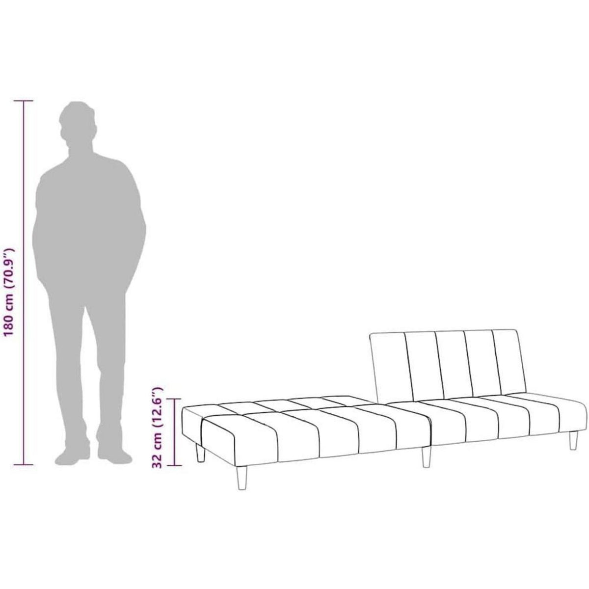 Schlafsofa 2-Sitzer Samt Schwarz – Multifunktional & Komfortabel