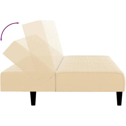 Klappbares Schlafsofa 2-Sitzer Creme Samt – Wohnzimmer Bettsofa