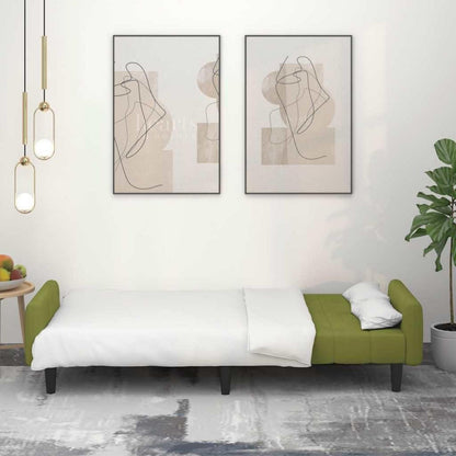 Klappbares Schlafsofa 2-Sitzer, Hellgrün Samt, Bettsofa für Wohnzimmer
