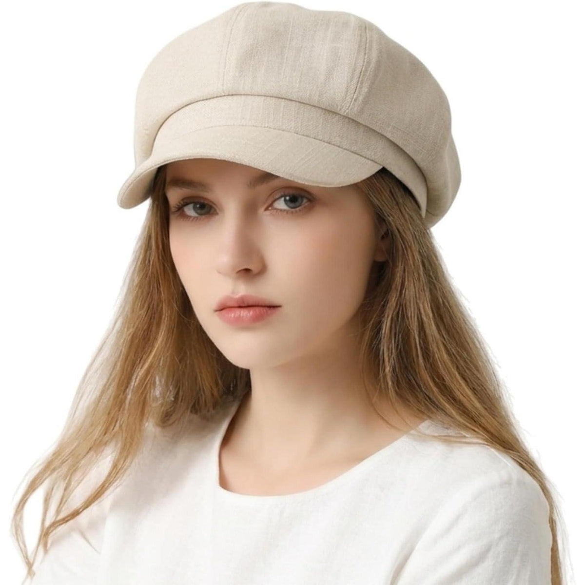 Damen Ballonmütze aus Baumwolle & Leinen - Vintage Barett Cap