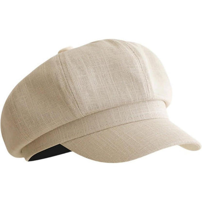Damen Ballonmütze aus Baumwolle & Leinen - Vintage Barett Cap