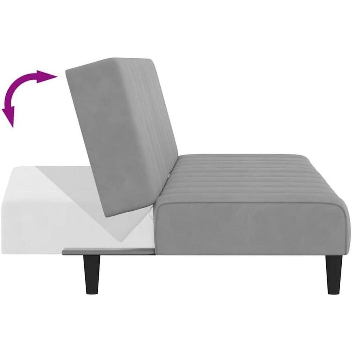 Schlafsofa 2-Sitzer, Hellgrau Samt, Bettcouch für Wohnungen
