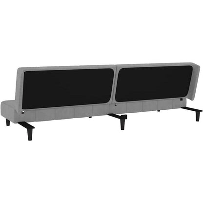 Schlafsofa 2-Sitzer, Hellgrau Samt, Bettcouch für Wohnungen
