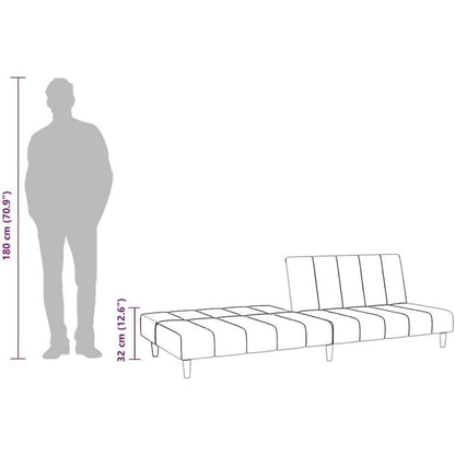 Schlafsofa 2-Sitzer, Hellgrau Samt, Bettcouch für Wohnungen