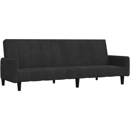 Trennbares Schlafsofa Schwarz Samt – 2-Sitzer mit Schlaffunktion