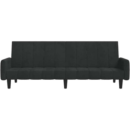 Trennbares Schlafsofa Schwarz Samt – 2-Sitzer mit Schlaffunktion