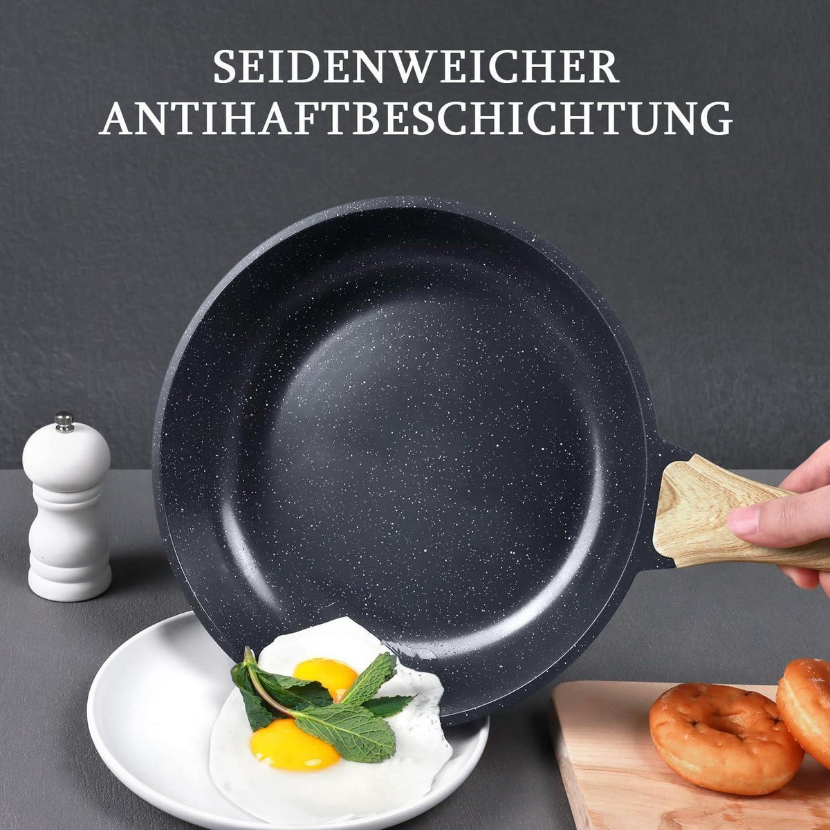 Granit Antihaft Bratpfanne Set 24/26/28cm Induktion
