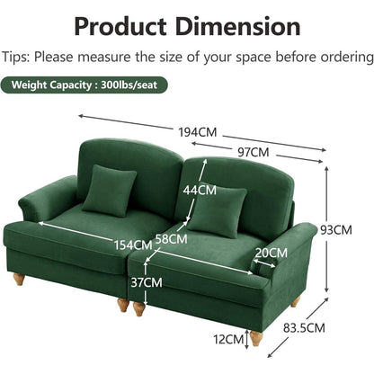 Modulares Sofa 3-Sitzer & 2-Sitzer mit Rüschenschürze, Grün