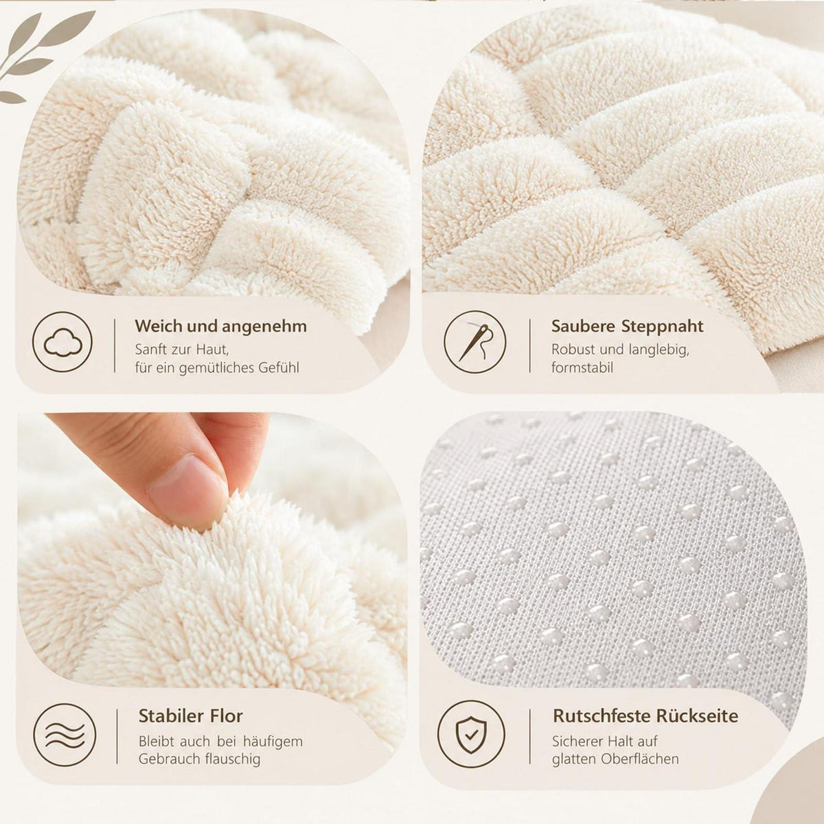 Rutschfeste Sofadecke Plüsch 70x210 Beige – Abnehmbar & Waschbar