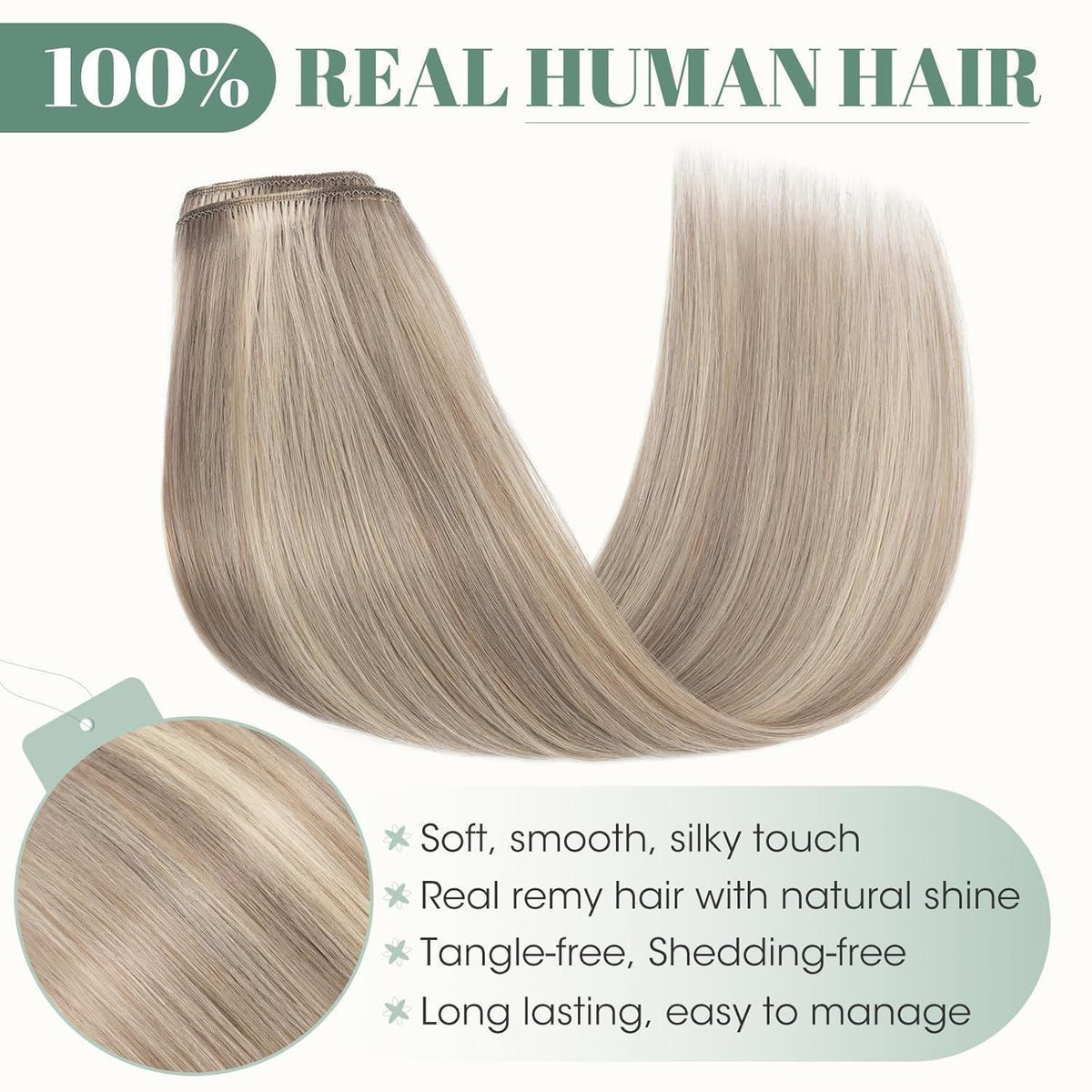 Echthaar Clip-in Extensions Blond Balayage 50cm