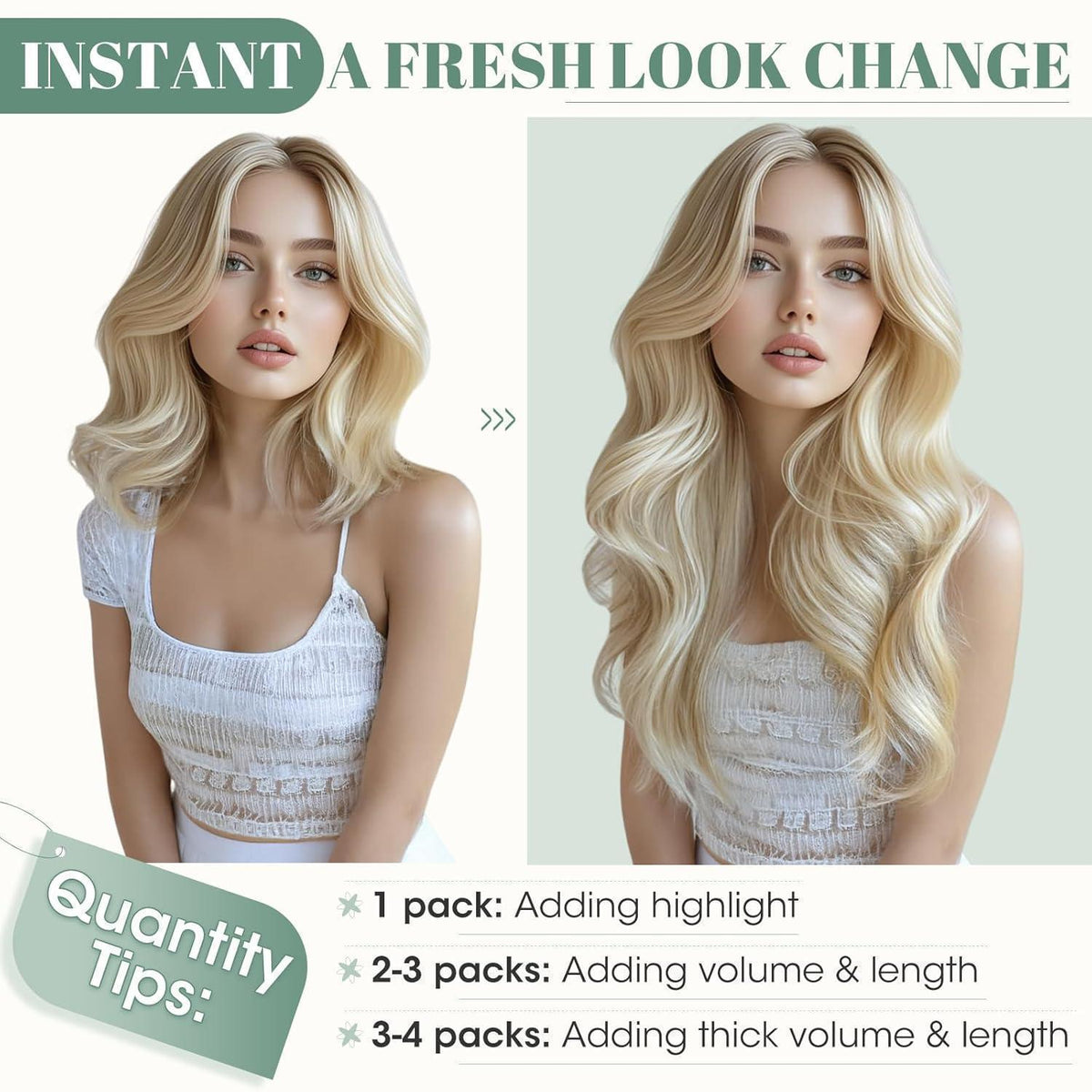 Echthaar Clip-in Extensions Blond Balayage 50cm