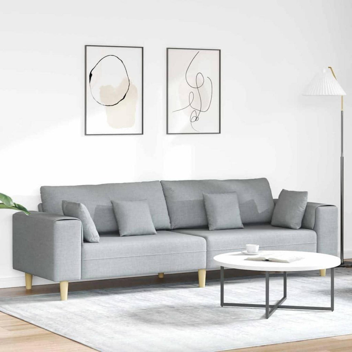 Ecksofa mit Schlaffunktion, Hellgrau, 250 cm Stoffsofa