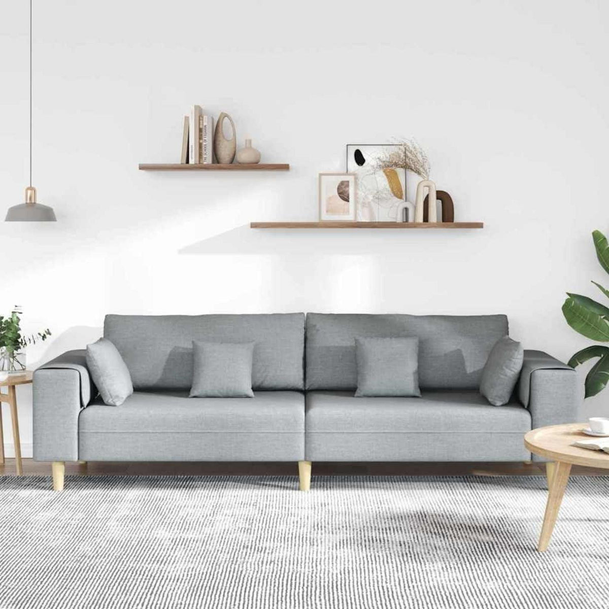 Ecksofa mit Schlaffunktion, Hellgrau, 250 cm Stoffsofa