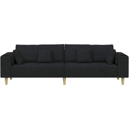 Ecksofa mit Schlaffunktion & Abnehmbarem Bezug – Schwarz