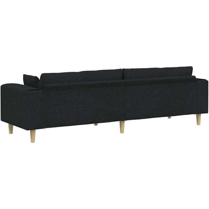 Ecksofa mit Schlaffunktion & Abnehmbarem Bezug – Schwarz