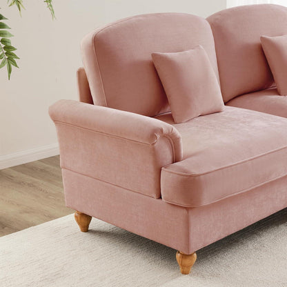 Mittelalter Ecksofa U-Formig 3-Sitzer Rosa mit Ottomane & Rüschenschürze