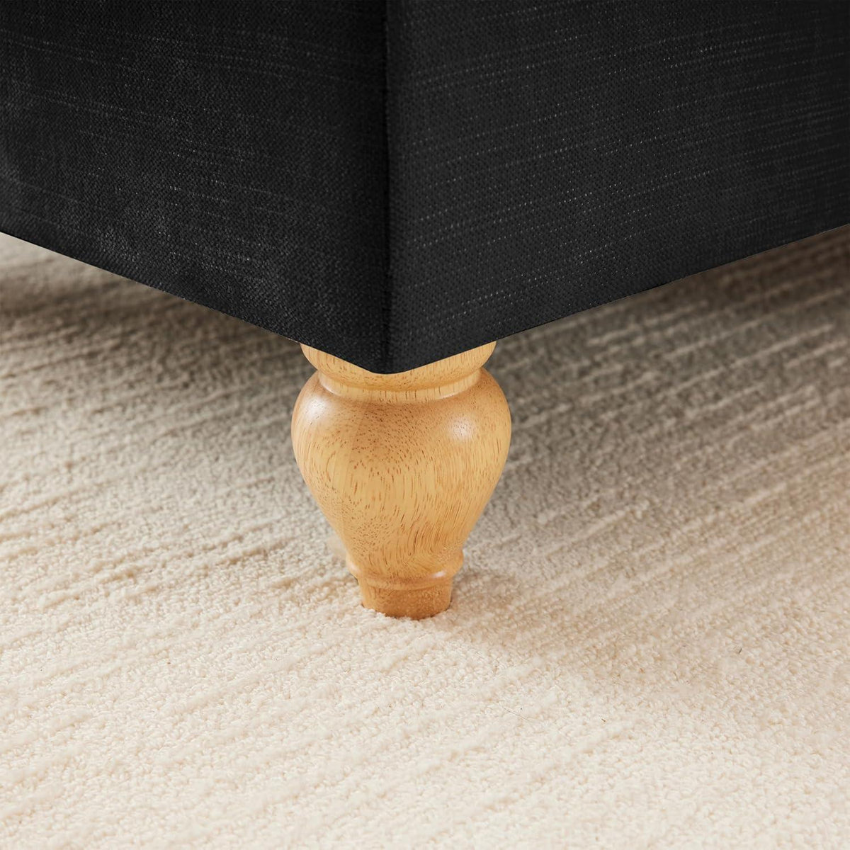 4-Sitzer Sofa Mittelalter-Modern Stil mit Rüschenschürze & Kissen Schwarz