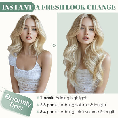 Echthaar Clip-in Blond 45cm Balayage Sandblond