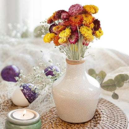 32 Trockenblumen Strauß | Natürliche Strohblumen Deko