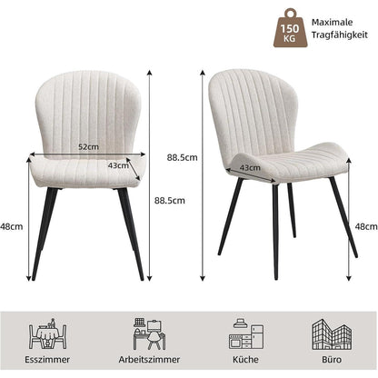 Esszimmerstühle 2er Set – Beige, Ergonomisch & Robust