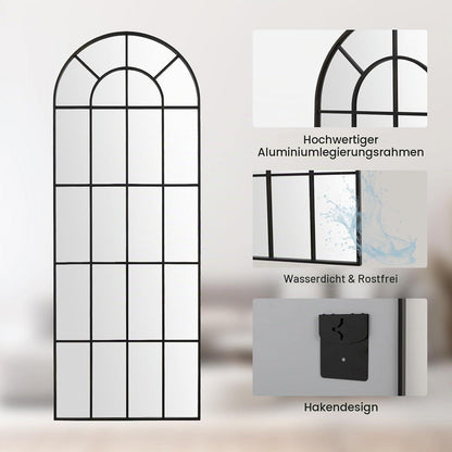 Gewölbter Wandspiegel Schwarz 76x180cm – Fenster Design