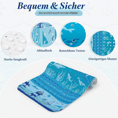 Rutschfeste Badewannenmatte Blau – 100 x 40 cm