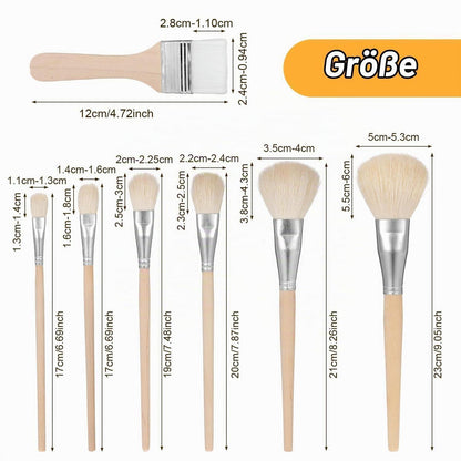 7er Pinselset Ziegenhaar für Acryl, Öl & Aquarellmalerei