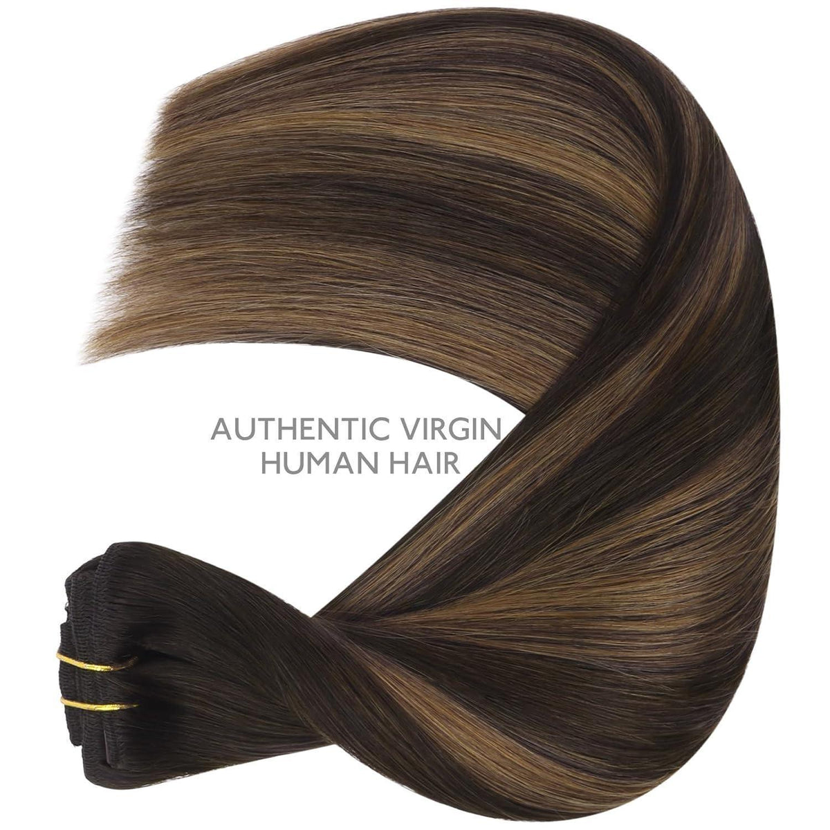 Clip in Echthaarverlängerung Dunkelbraun-Kastanienbraun Balayage