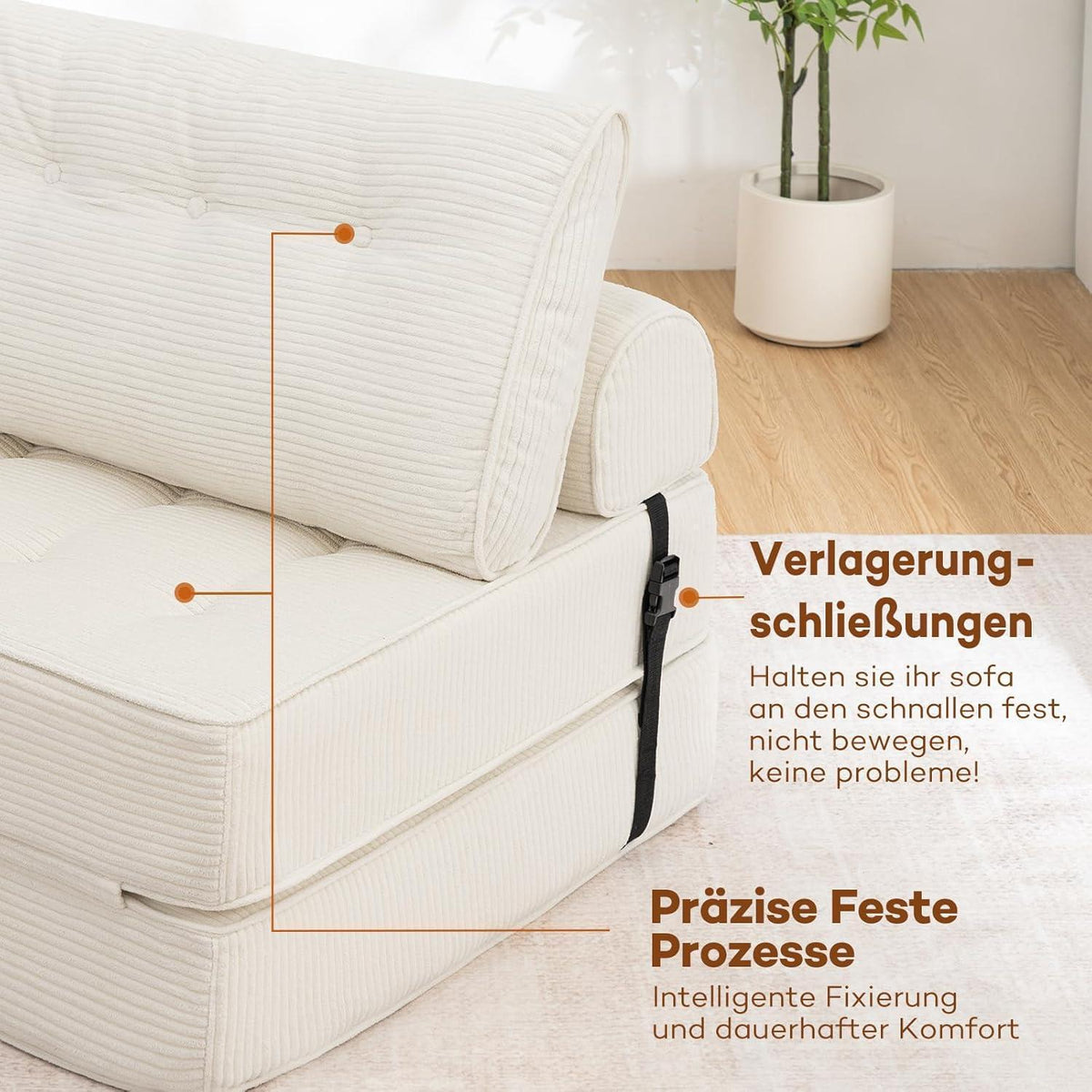 Faltbares Schlafsofa 3-in-1 – Schlafsessel & Couch Bett Beige