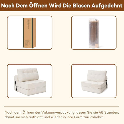Faltbares Schlafsofa 3-in-1 – Schlafsessel & Couch Bett Beige