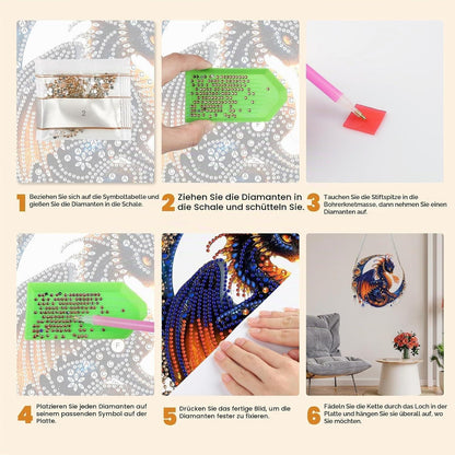 Diamant Painting Drache Anhänger mit Kette – DIY Bastelset