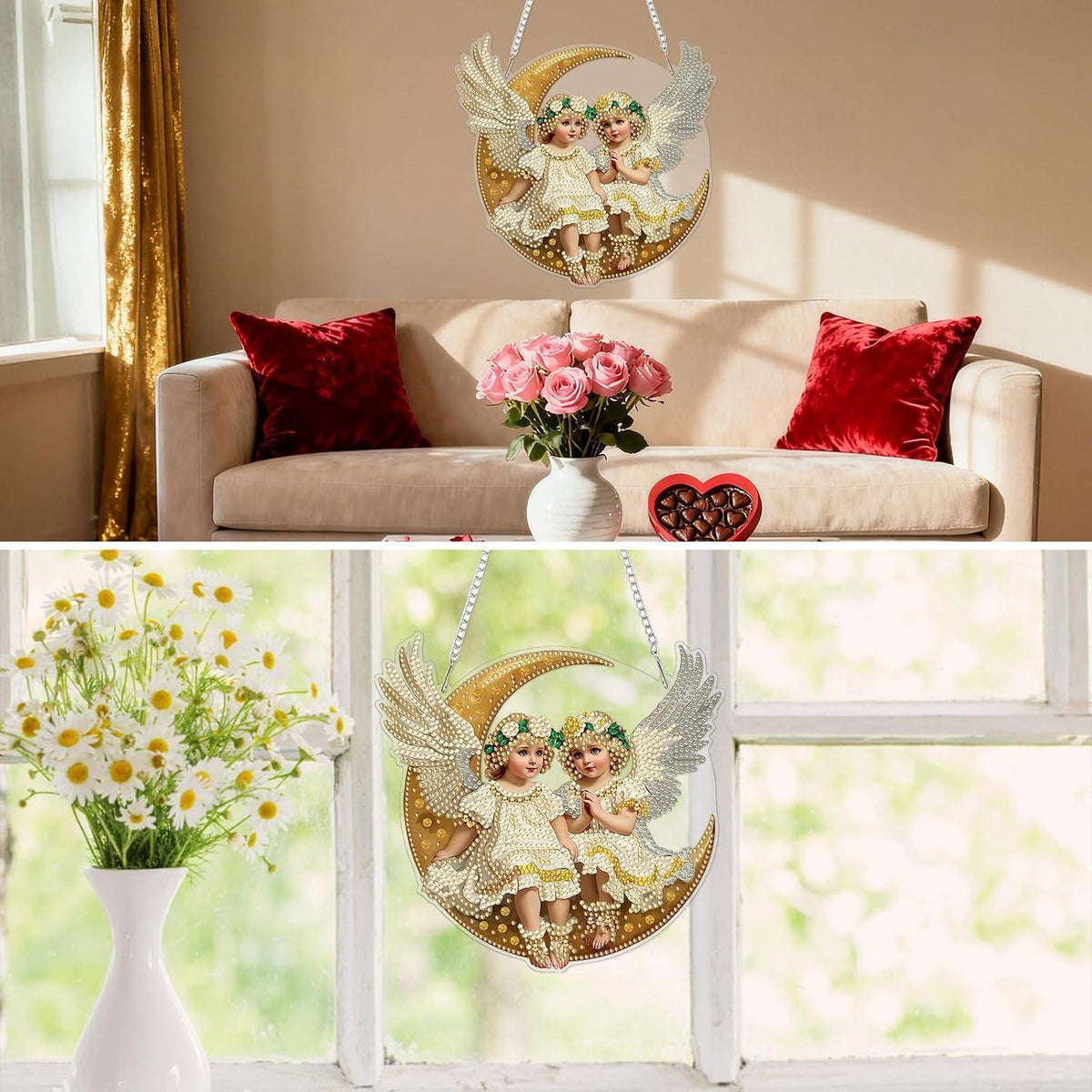 Diamant Painting Engel Anhänger mit Kette – DIY Bastelset