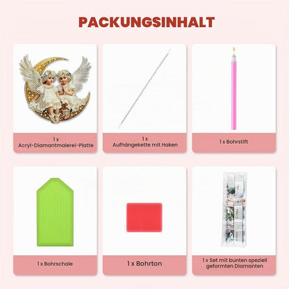 Diamant Painting Engel Anhänger mit Kette – DIY Bastelset