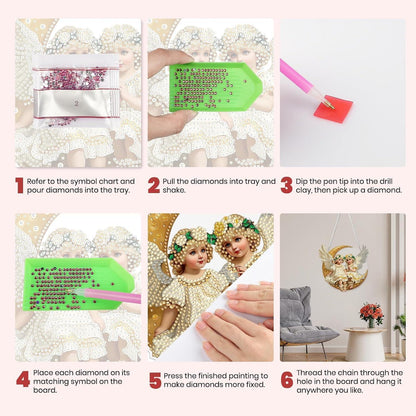 Diamant Painting Engel Anhänger mit Kette – DIY Bastelset