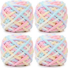Flauschige Chenille Wolle 4x 100g - Häkeln & Stricken Macaron