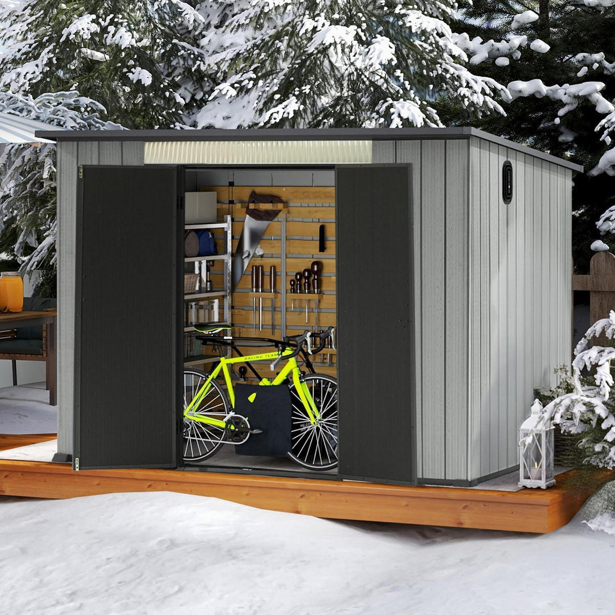 Gartenhaus Kunststoff 1,9x2,8m mit Schrägdach – Gerätehaus Grau