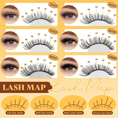 Wimpern-Extensions Set 10-18mm | Lash Kit mit Kleber & Pinzette