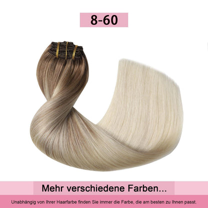 Clip-in Haarverlängerung Echthaar #8/60 Hellbraun-Blond 35cm