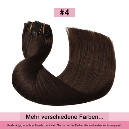 Clip-in Haarverlängerung Echthaar Mittelbraun #4, 50cm