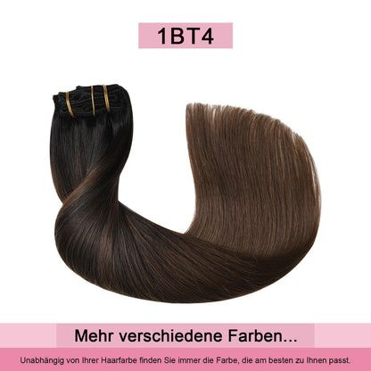 Clip-in Haarverlängerung Echthaar 35cm #1BT4 Schwarzbraun