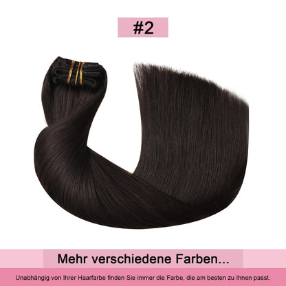 Clip-in Haarverlängerung Echthaar Dunkelbraun #2 – 50cm
