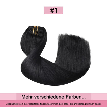 Clip-in Haarverlängerung Echthaar, 55cm, #1 Tief Schwarz