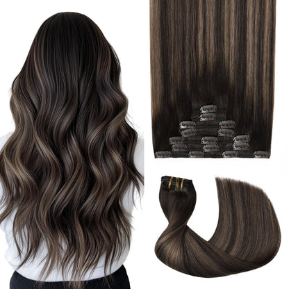 Remy Echthaar Clip-Ins Dunkelbraun #2/6/2 – 40cm