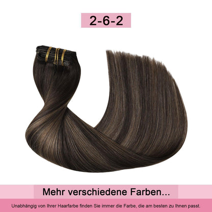 Remy Echthaar Clip-Ins Dunkelbraun #2/6/2 – 40cm