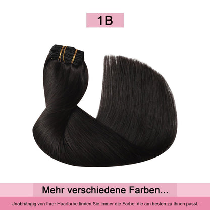 Clip-in Haarverlängerung Echthaar 120g #1B Schwarz 35cm