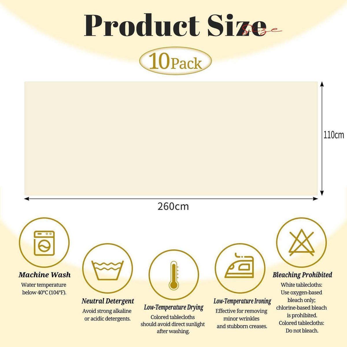 10x Biertisch Tischdecke Beige – 260x110cm, Waschbar & Langlebig