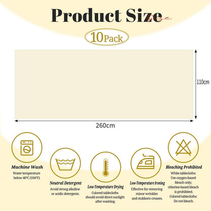 10x Biertisch Tischdecke Beige – 260x110cm, Waschbar & Langlebig