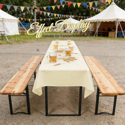 10x Biertisch Tischdecke Beige – 260x110cm, Waschbar & Langlebig